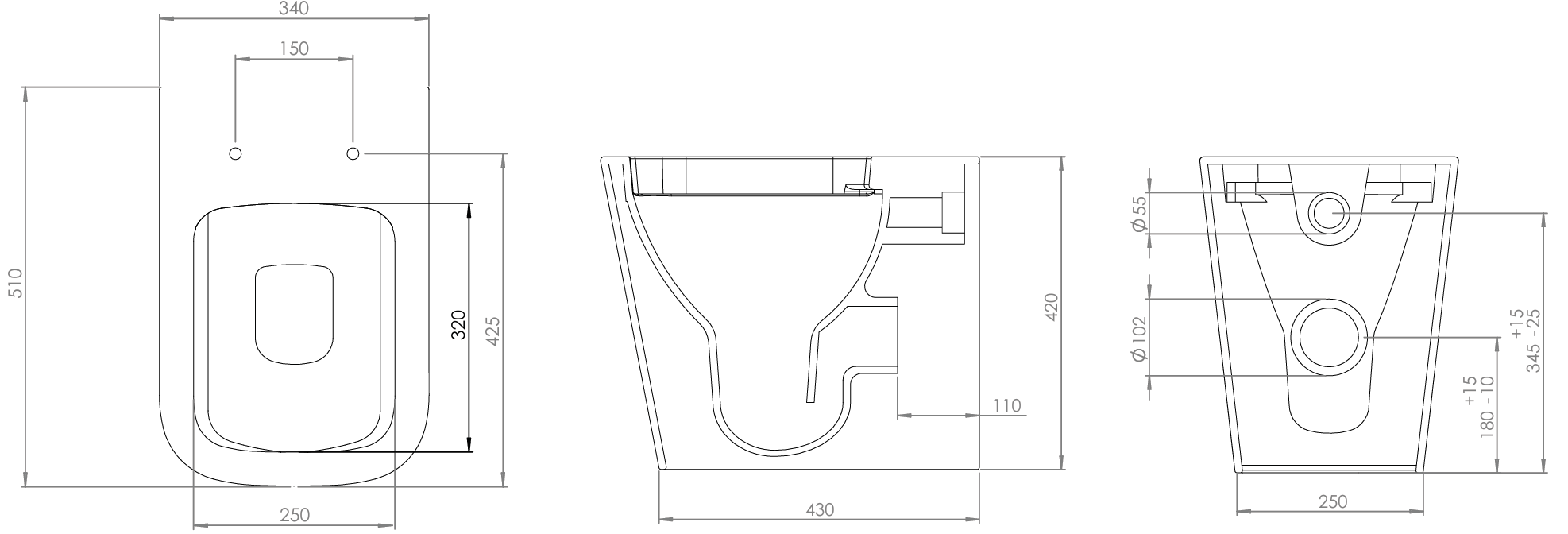 Roper Rhodes Aruba Back To Wall WC & Wrap Over Seat