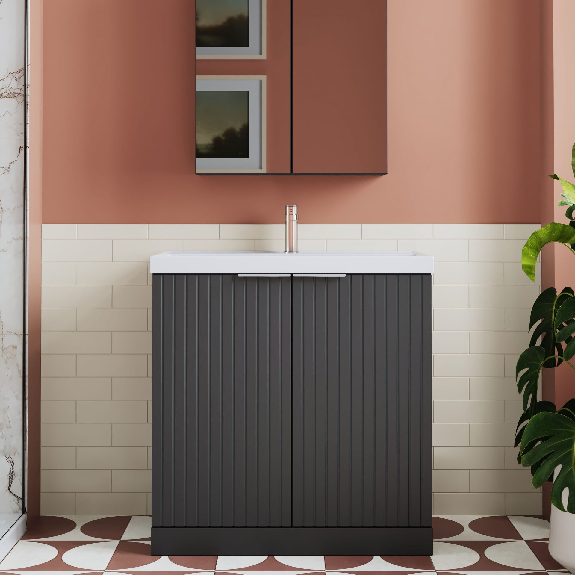 Nuie Lux Flume 800mm 2 Door Floorstanding Vanity Unit – Soft Black