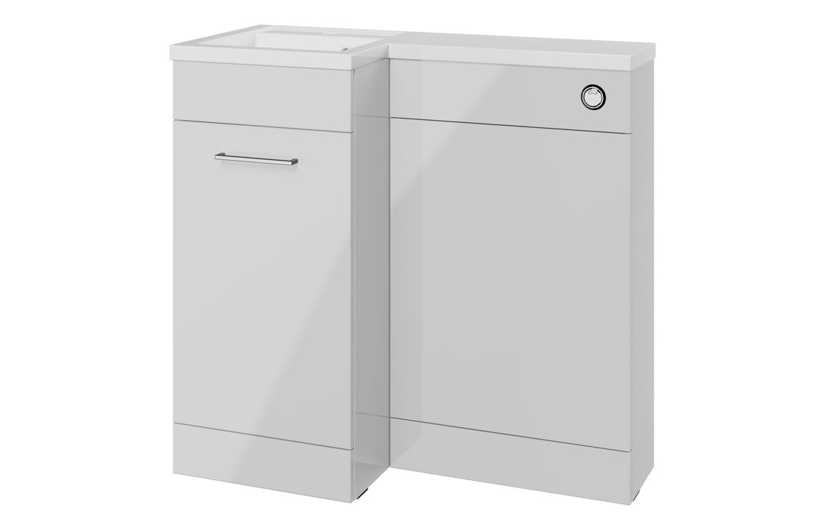MyBathrooms Accents 900mm Floorstanding L-Shape Pack & Basin – Grey Gloss