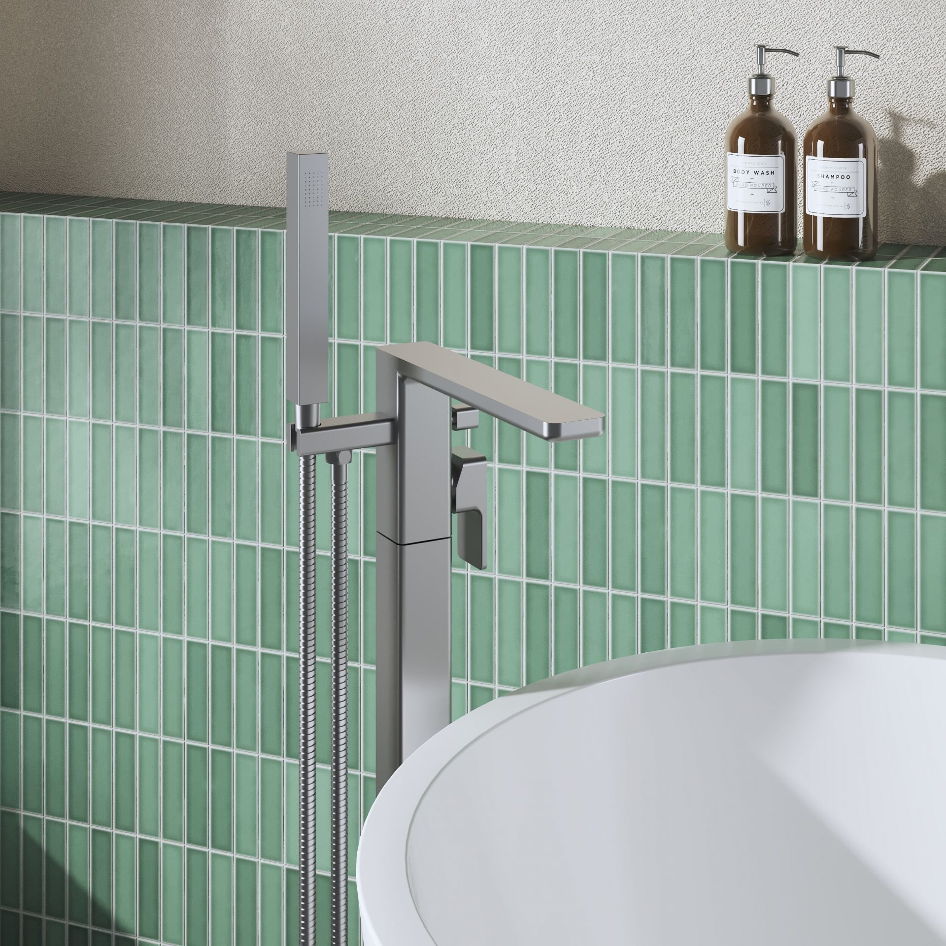 Nuie Windon Freestanding Bath Shower Mixer – Brushed Pewter