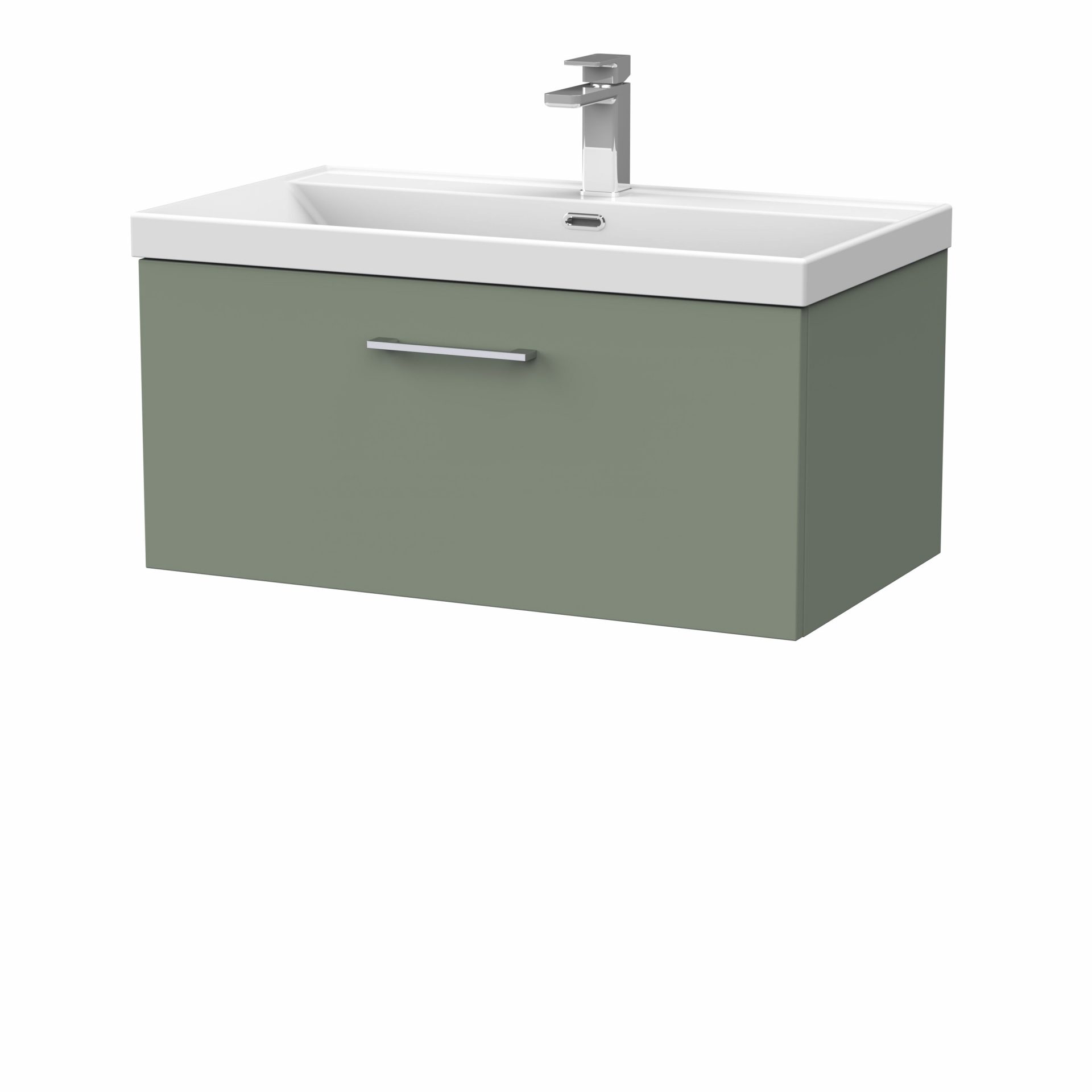 Nuie Lux Kivo 800mm 1 Drawer Wall Hung Vanity Unit – Fern Green