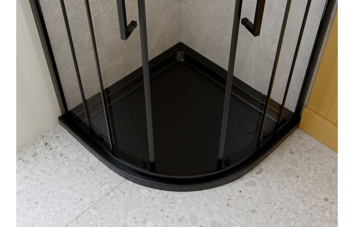 MyBathrooms Optimum 40mm Low Profile Quadrant Tray & Waste – Matt Black