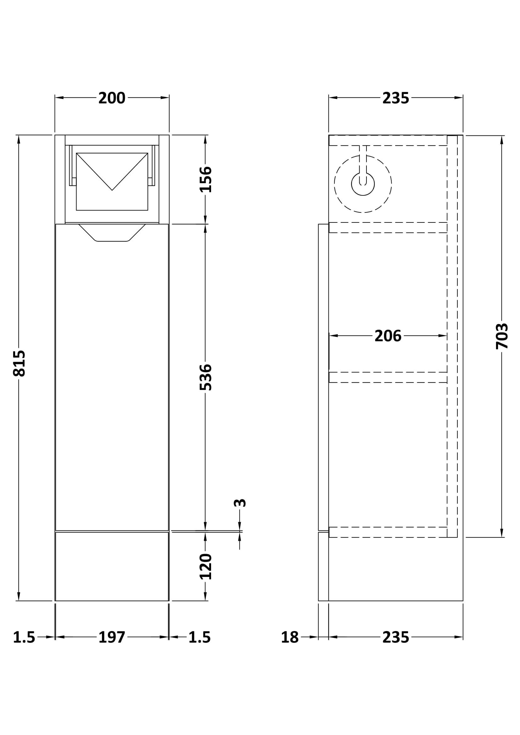 Nuie Lux Loave 200mm Slim Floorstanding Toilet Roll Unit – Matt White