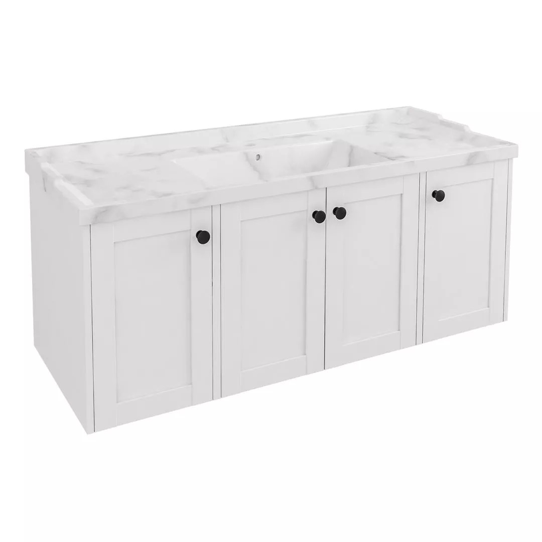 Eastbrook Hardwick 1200mm 4 Door Wall Hung Unit & Single Bowl Basin – Matt White