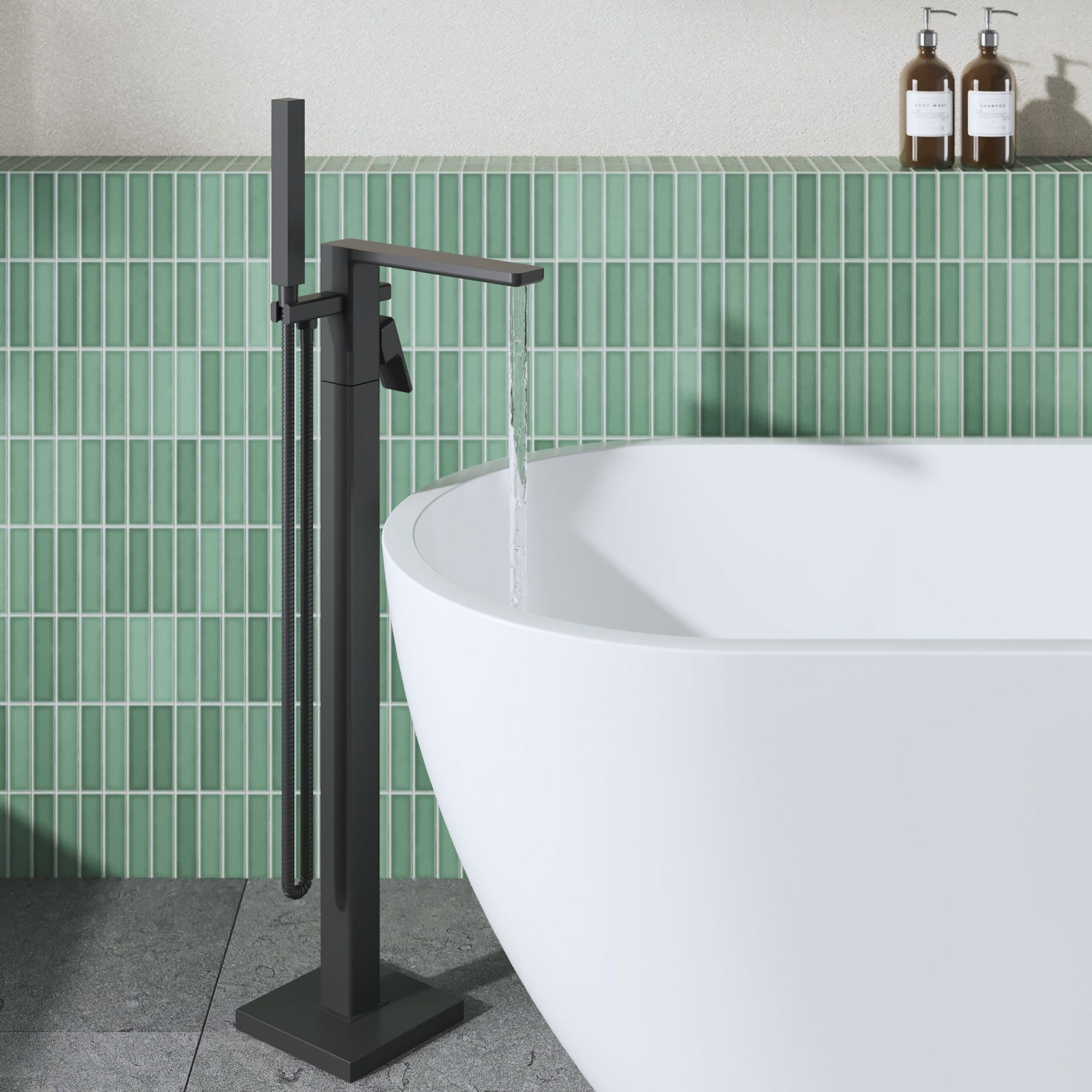 Nuie Windon Freestanding Bath Shower Mixer – Matt Black