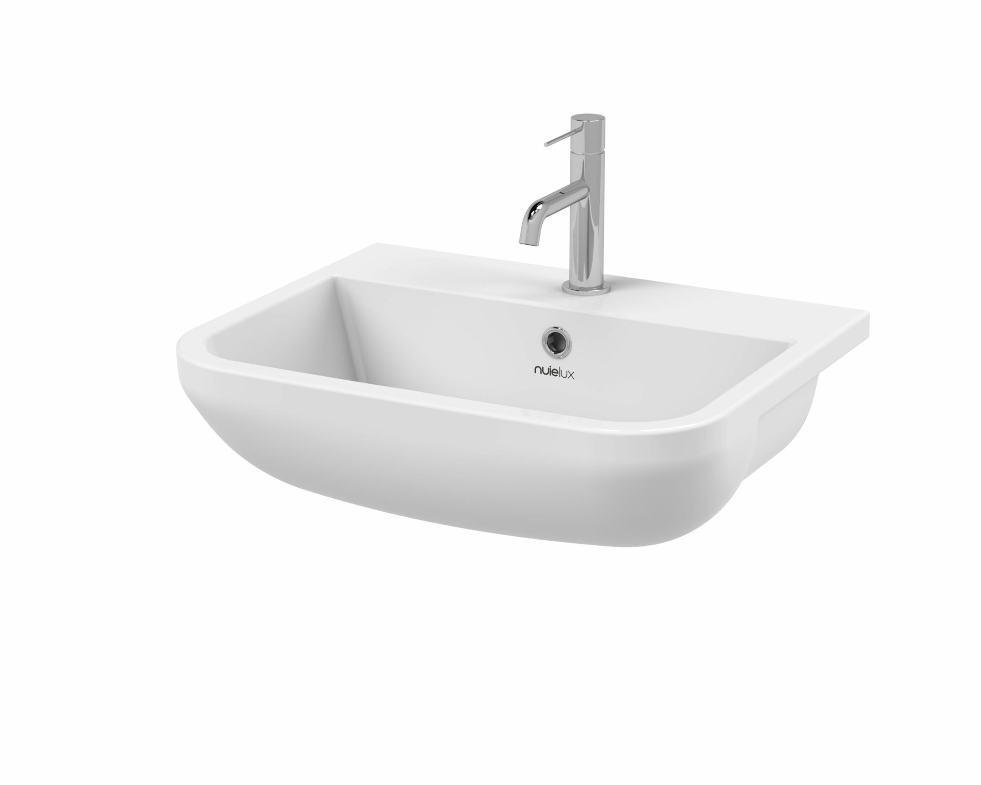 Nuie Lux 1TH 520mm Ceramic Square Semi-Recessed Basin