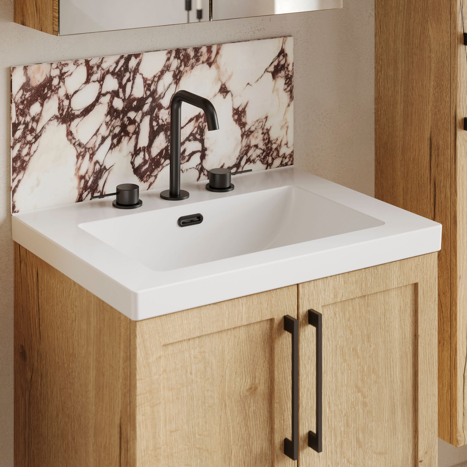 Nuie Lux Larck 800mm 2 Door Floorstanding Vanity Unit – Autumn Oak