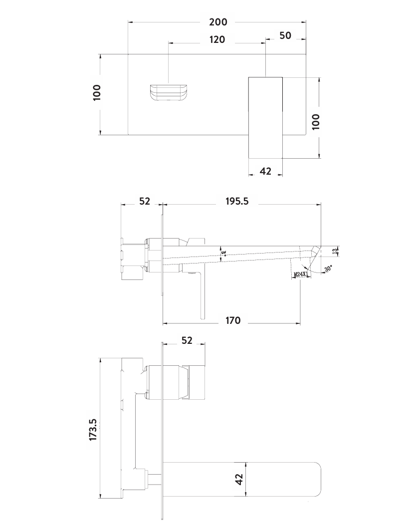 Scudo Muro Wall Mounted Basin Mixer – Matt Black