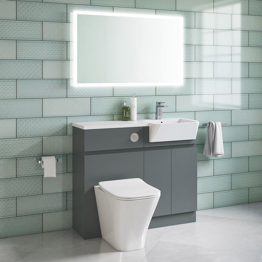MyStyle Sutton 1000mm Floor Standing Unit & Right Hand Resin Basin – Lead Grey Matt