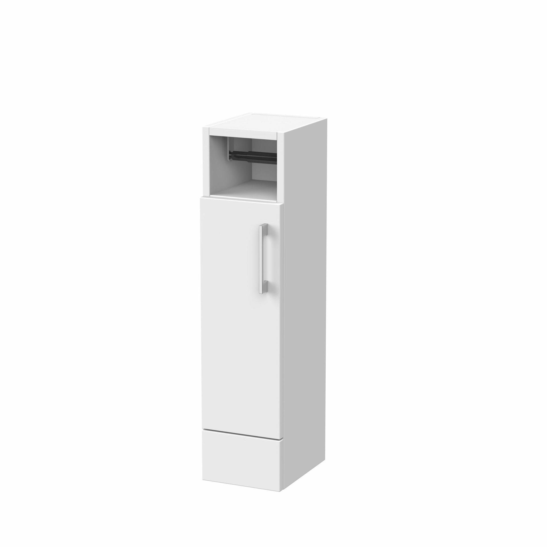 Nuie Lux Krest 200mm Slim Floorstanding Toilet Roll Unit – Matt White
