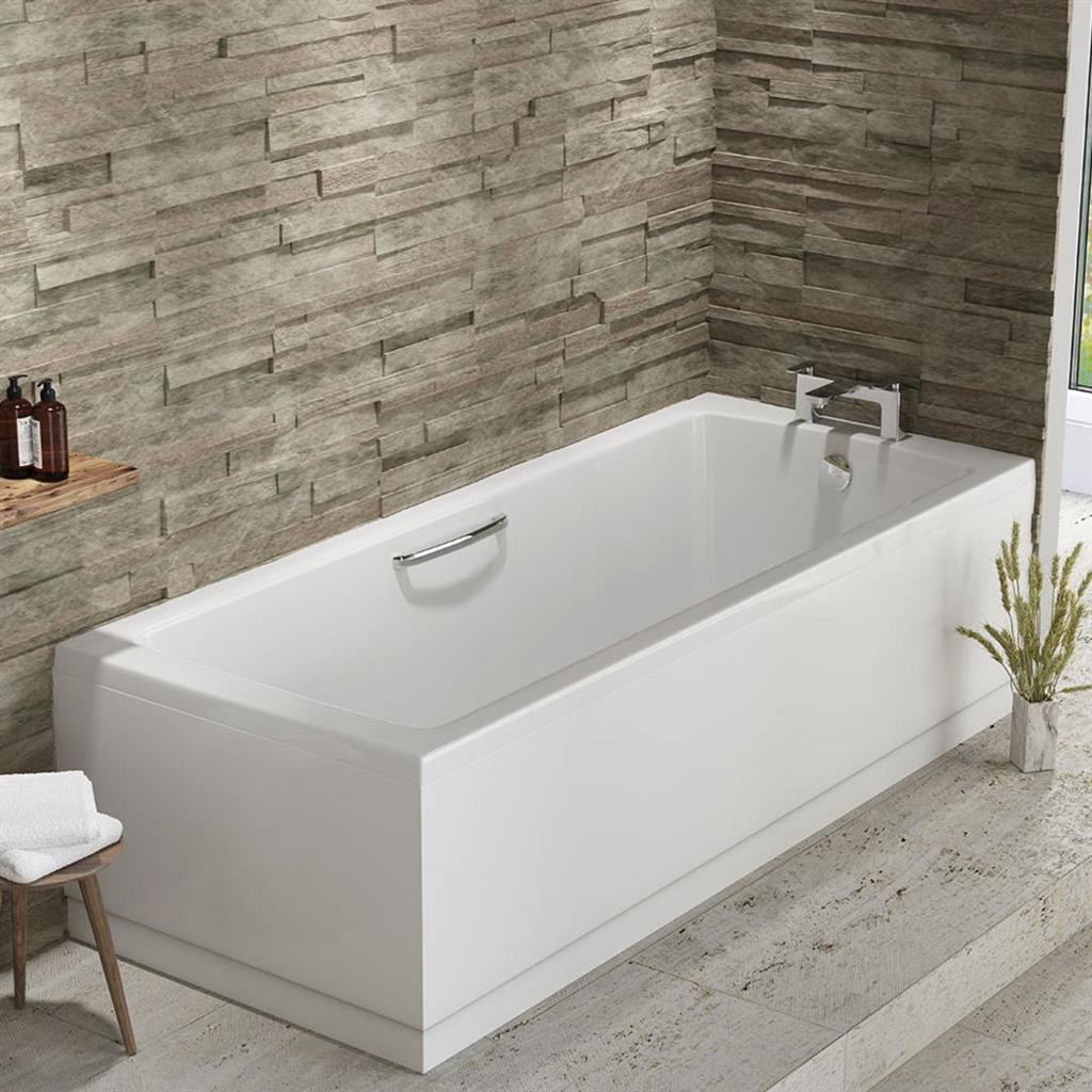 Eastbrook Beaufort 5mm Rockall Single Ended Twin Grip Bath 1400x700mm