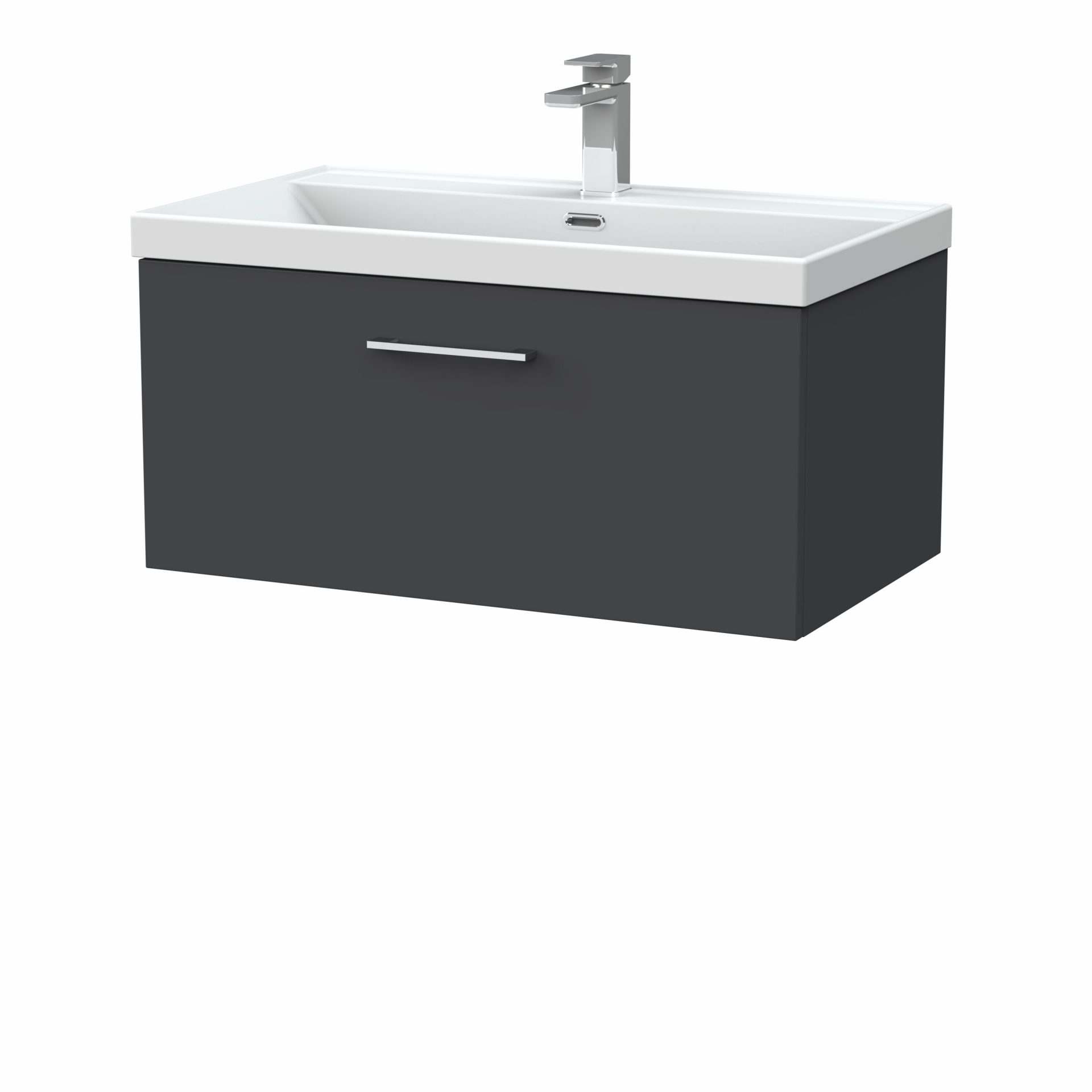 Nuie Lux Kivo 800mm 1 Drawer Wall Hung Vanity Unit – Soft Black