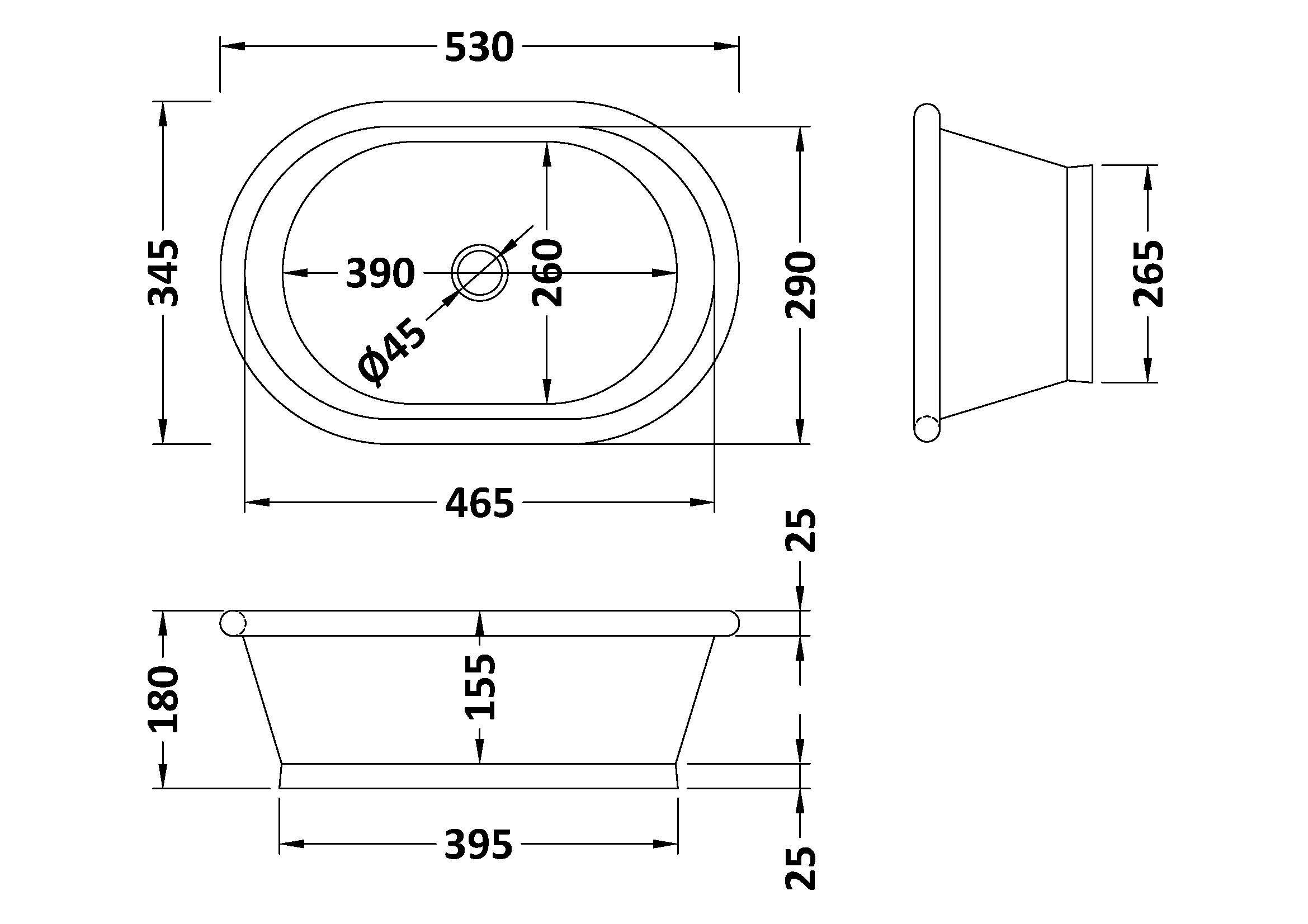 BC Designs Copper Basins Oval Countertop Basin with Copper Outer, Nickel Inner