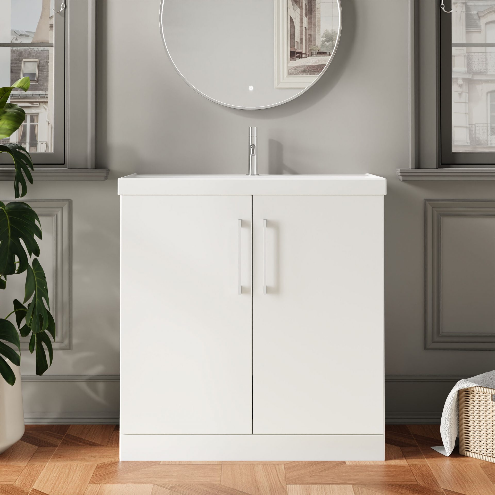 Nuie Lux Kivo 800mm 2 Door Floorstanding Vanity Unit – Matt White