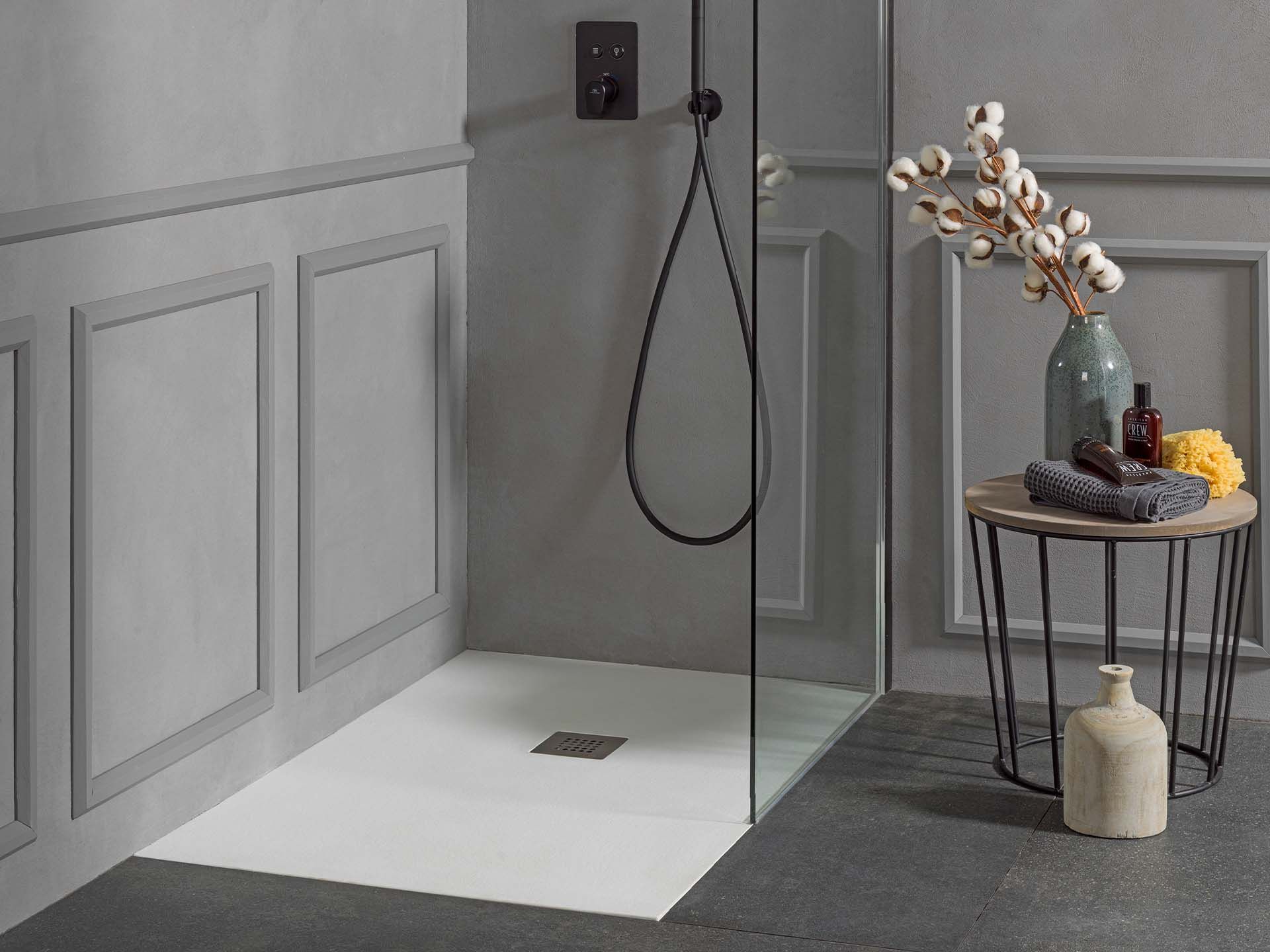Porcelanosa Noken Flat Light Stone Shower Tray – White