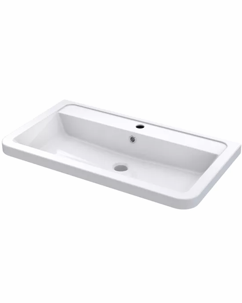 Nuie Parade 800mm 2 Drawer Floorstanding Vanity Unit & Ceramic Basin – Gloss White