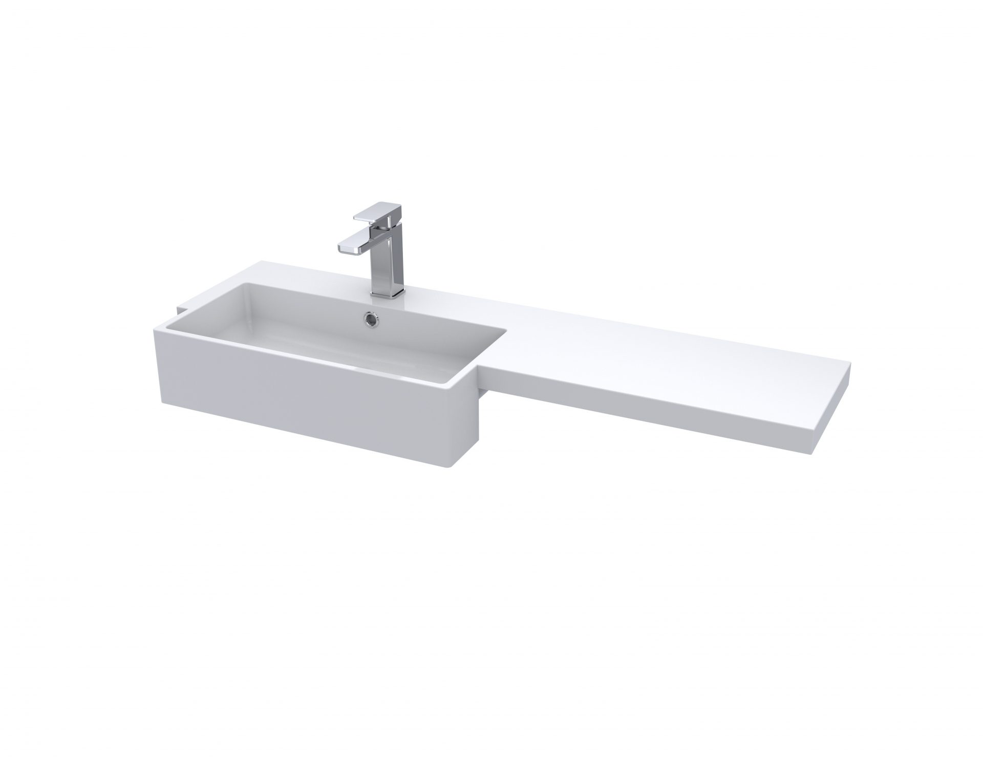 Nuie Lux 1TH 1100mm Square Left Hand Polymarble Semi-Recessed Basin