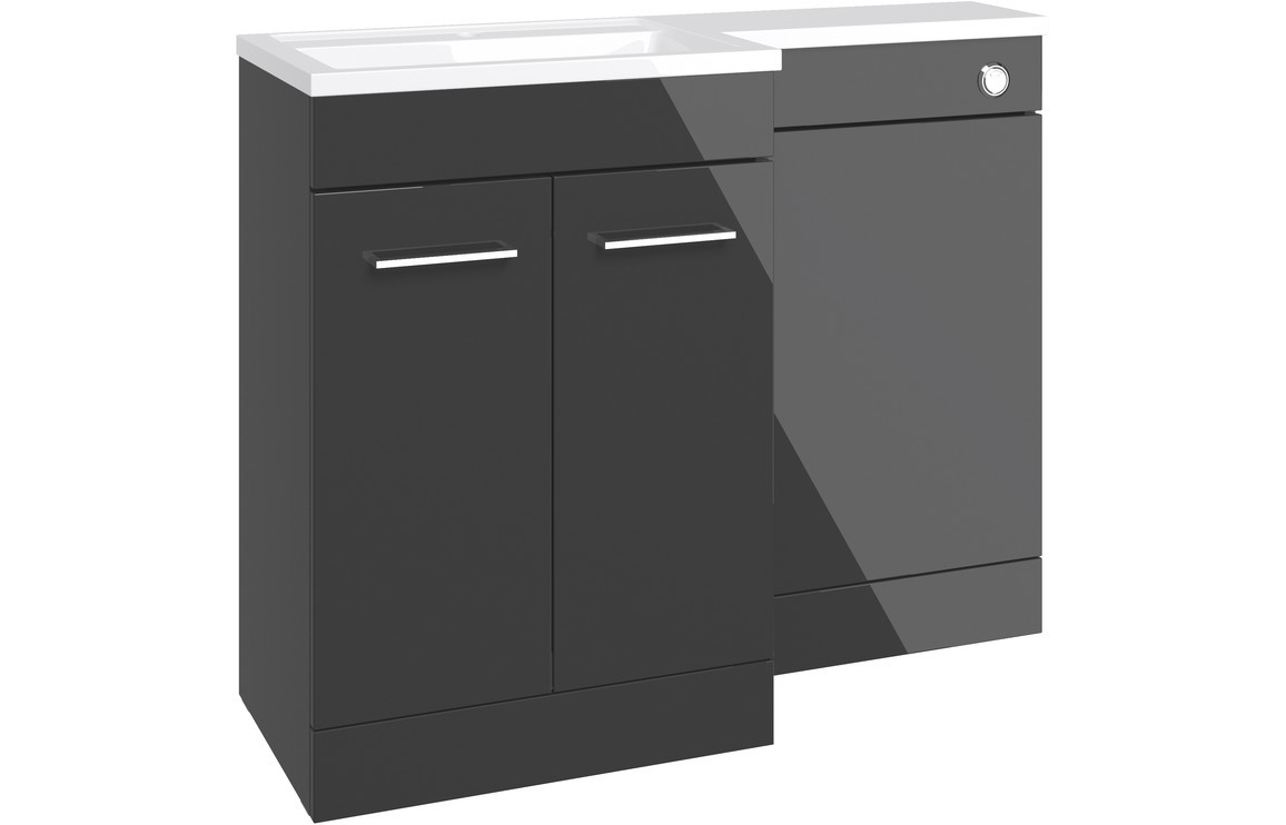 MyBathrooms Accents 1000mm Floorstanding L-Shape Pack & Basin – Anthracite Gloss