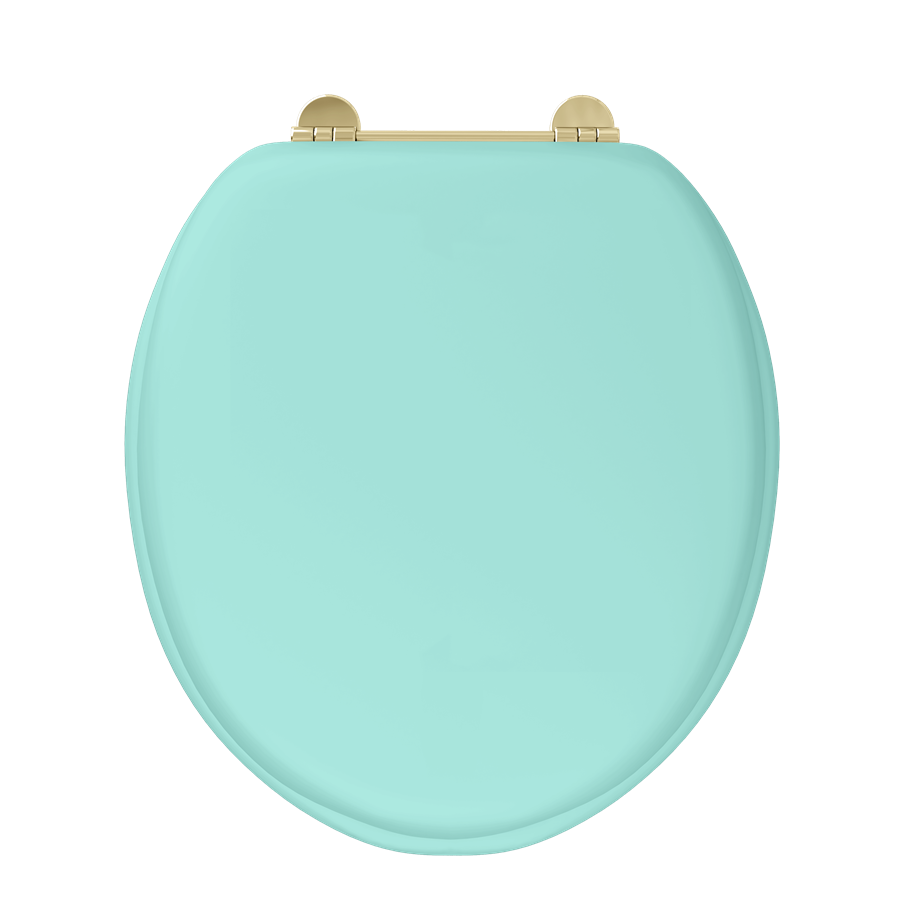 Burlington Bespoke WC Seat with Gold Hinges Cosmic Green Get My Taps