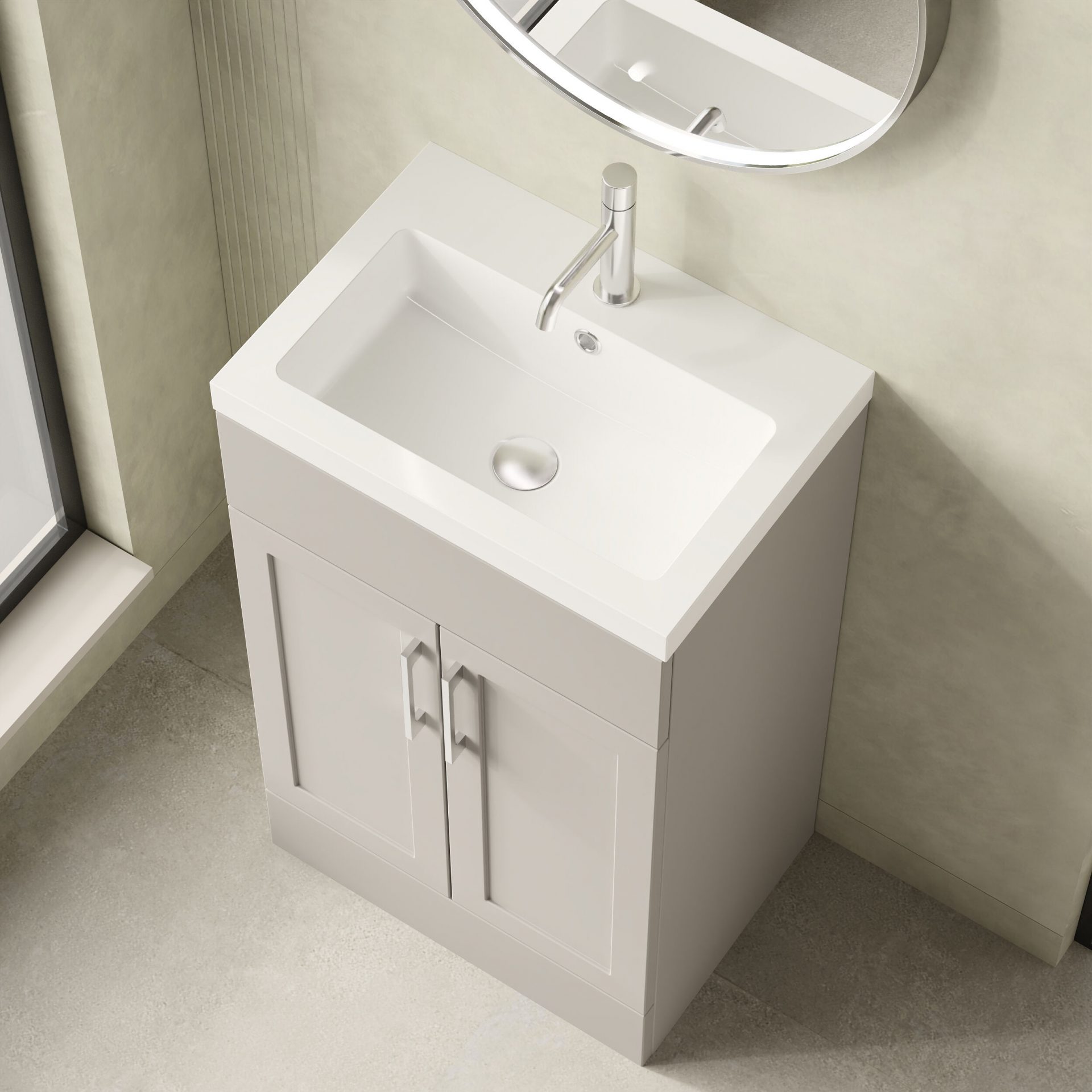 Nuie Lux Fable 500mm 2 Door Standard Floorstanding Unit – Pebble Grey