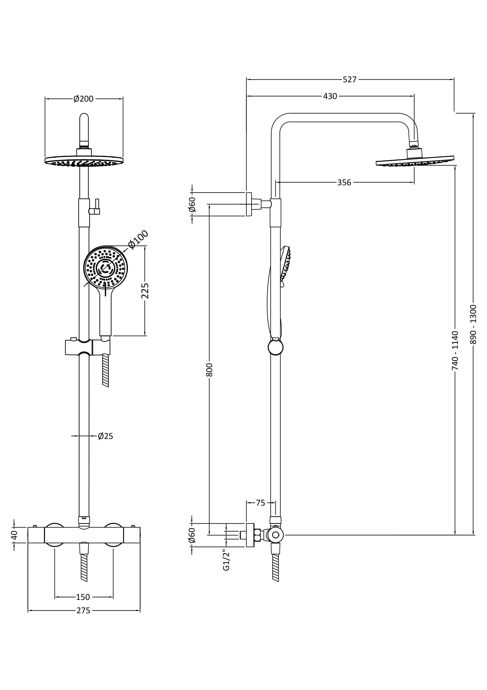 Nuie Lux Round Thermostatic Bar Valve & Kit – Brushed Brass