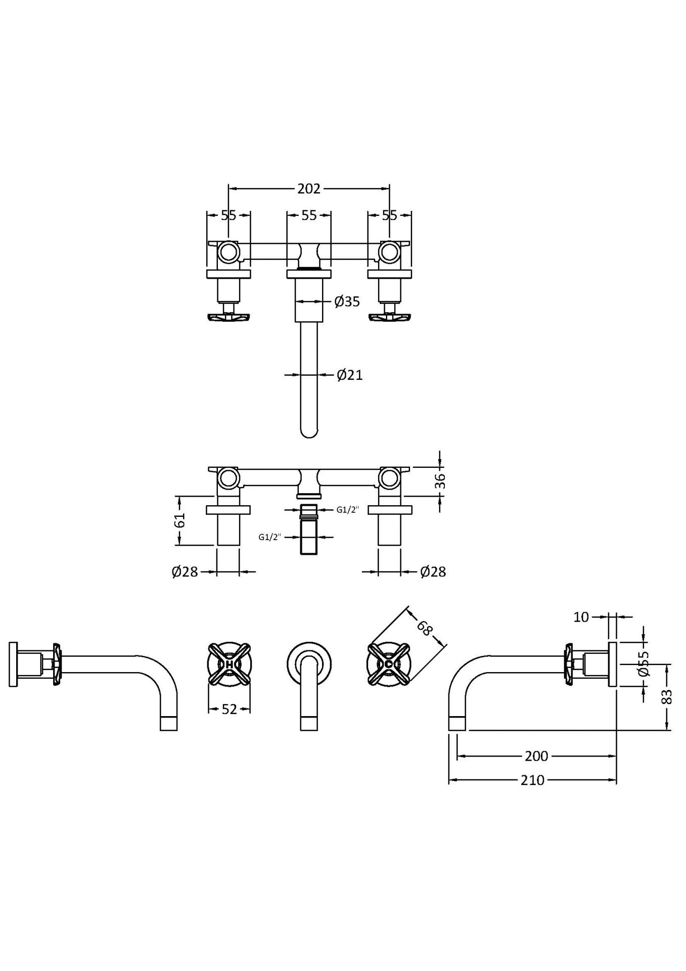 Nuie Aztec Wall Mounted Basin Mixer – Chrome