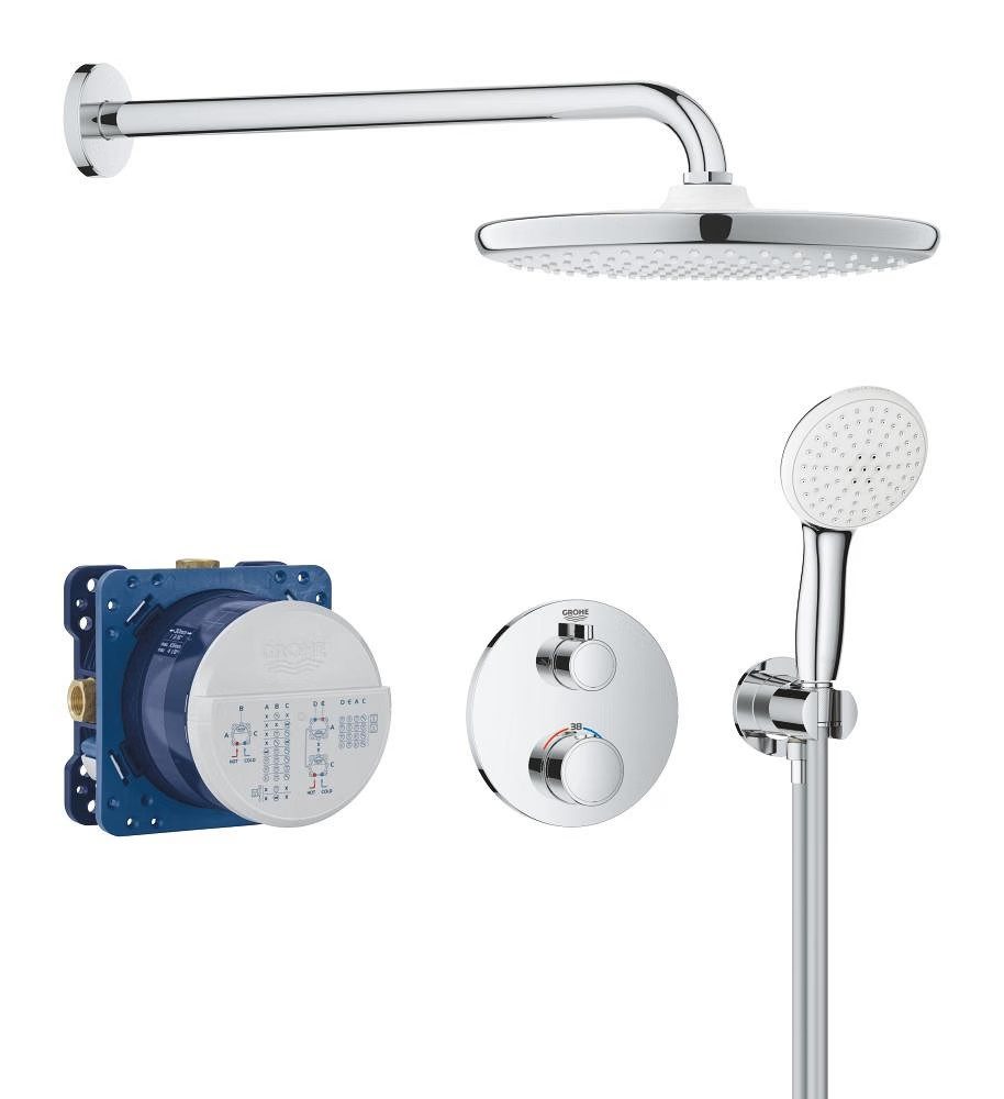 Grohe Grohtherm Round Concealed Shower System with Tempesta 250 – Chrome