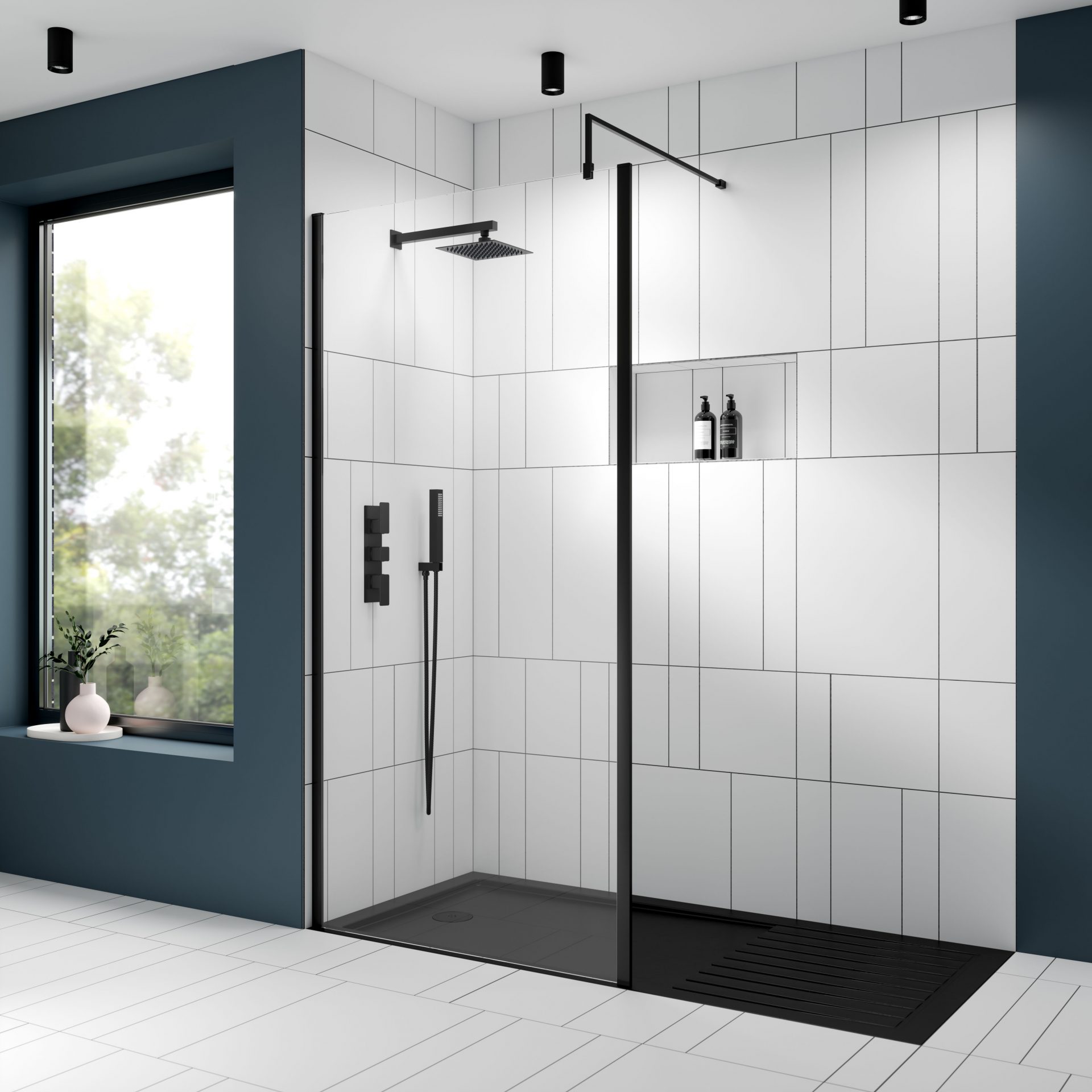 Nuie 40mm Slimline Rectangular Walk In Shower Tray – Slate Grey