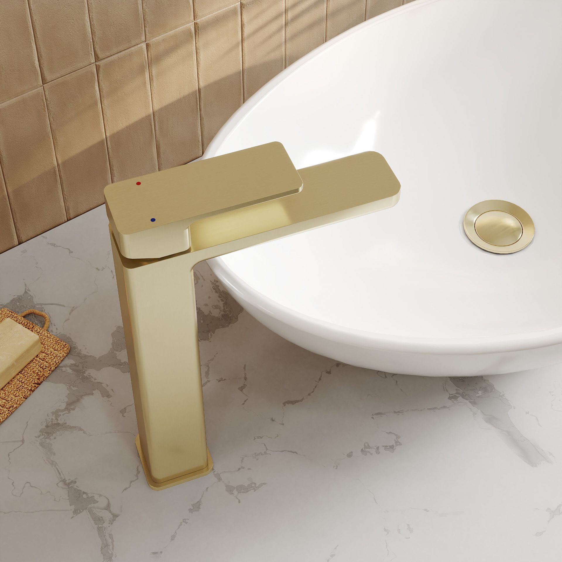 Windon High-Rise Mono Basin Mixer – Brushed Brass