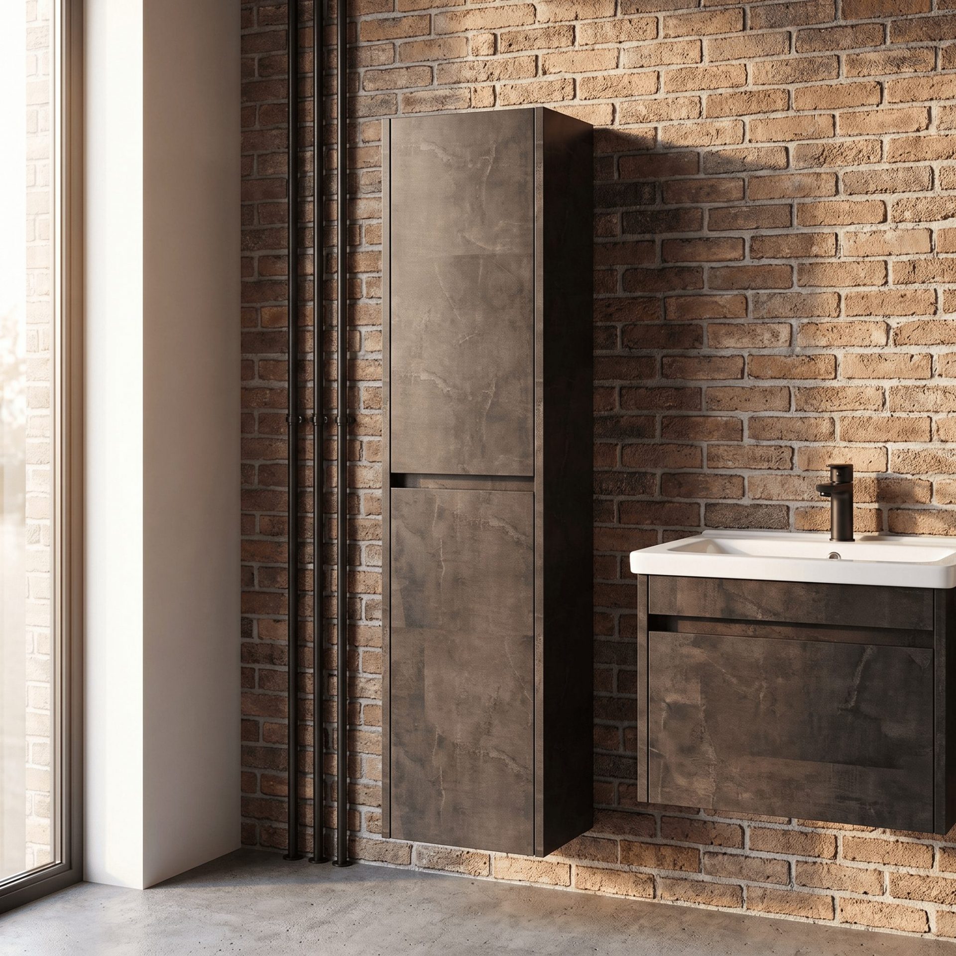 Nuie Havana 350mm Wall Hung Tall Cabinet – Metallic Slate
