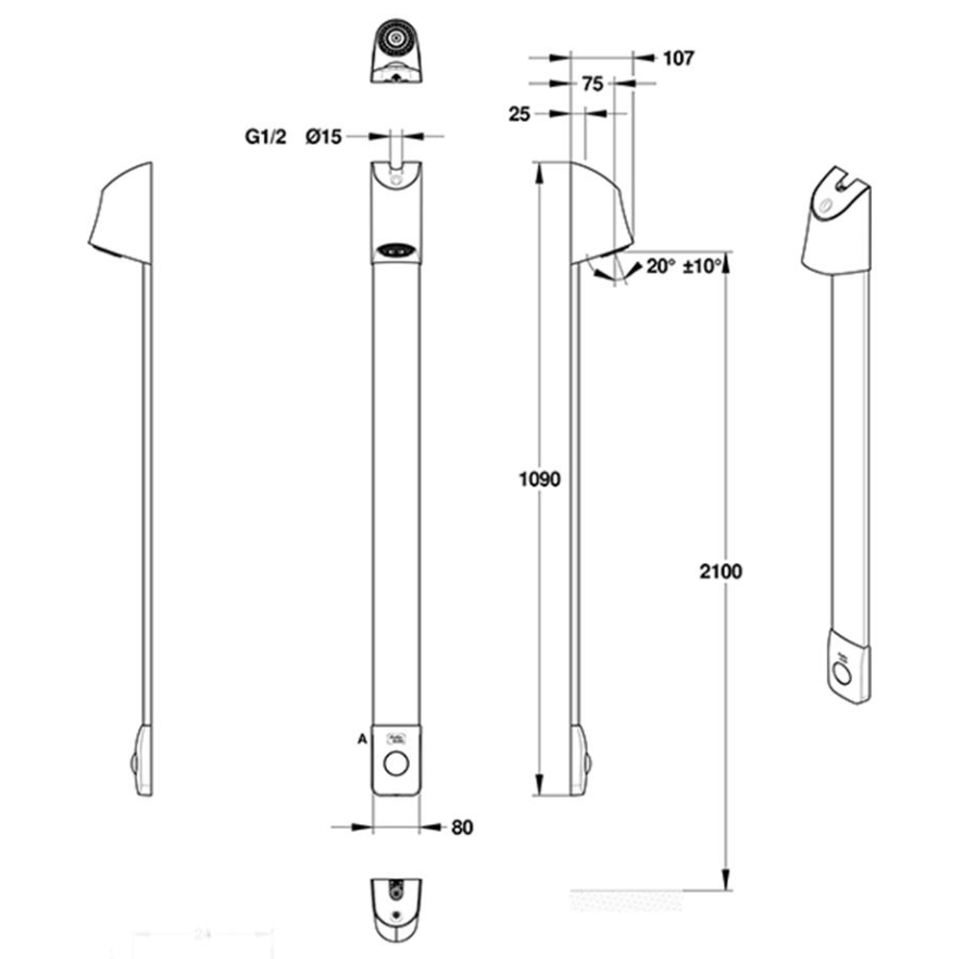 Armitage Shanks Avon 21 Self-Closing Shower Panel – Chrome