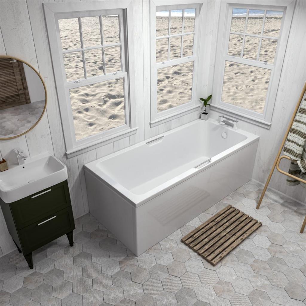 Eastbrook Beaufort 5mm Portland Single Ended Twin Grip Bath 1800x700mm