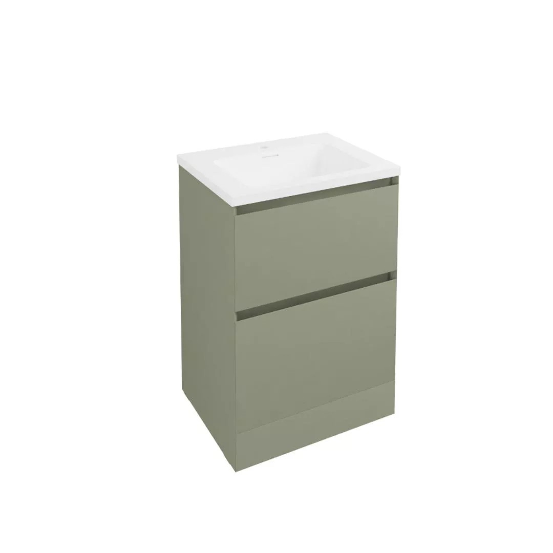 Eastbrook Badbury 600mm 2 Drawer Floorstanding Unit & Basin – Savannah Green
