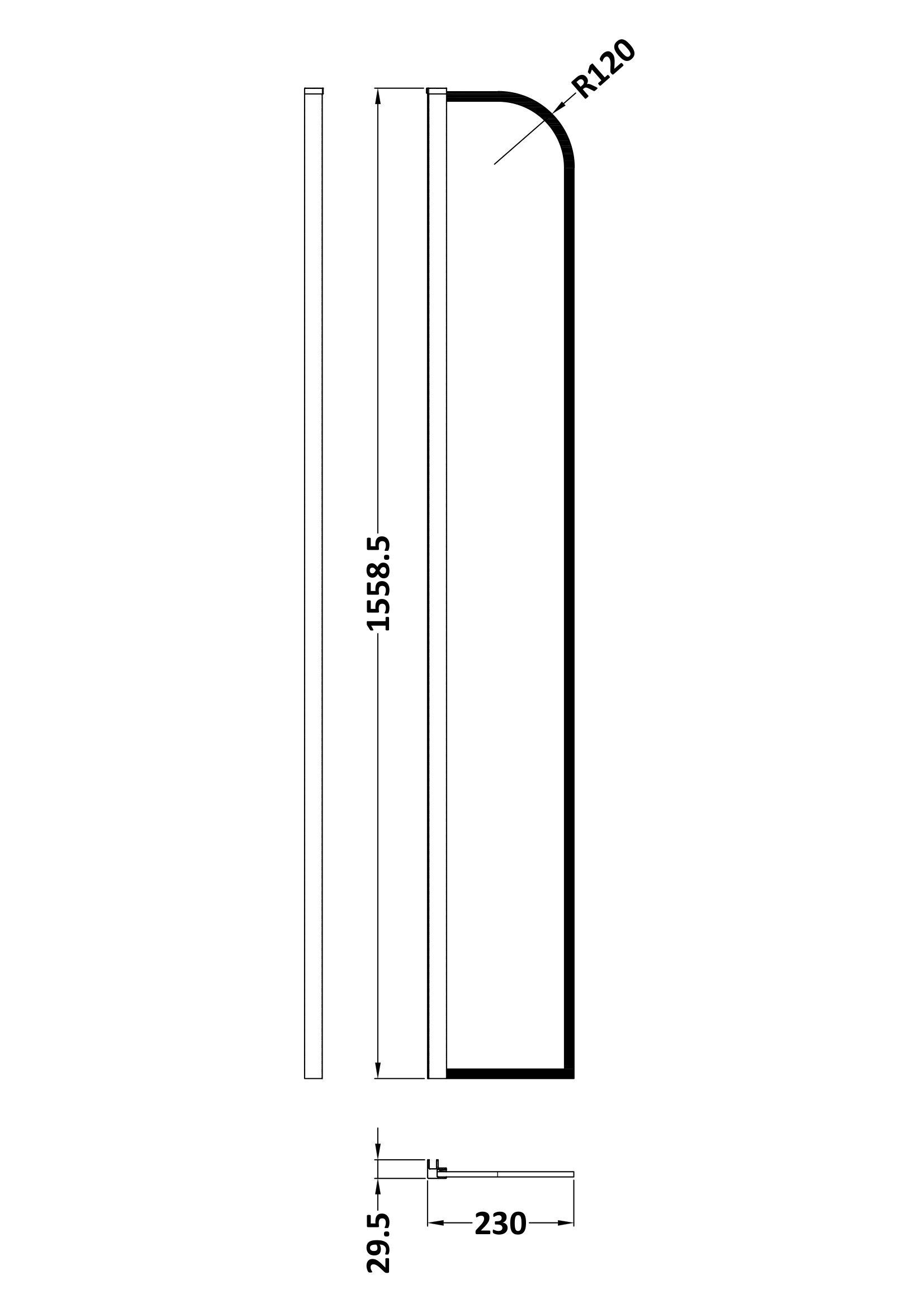 Hudson Reed Arched Wetroom Screen – 8mm Glass – Matt Black