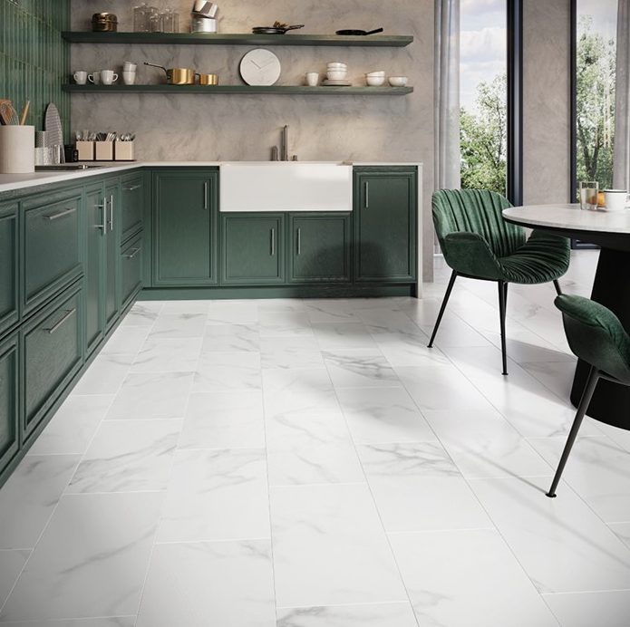 Abacus SPC Click Floor Tiles 305x610x6mm Carrera Marble Matt