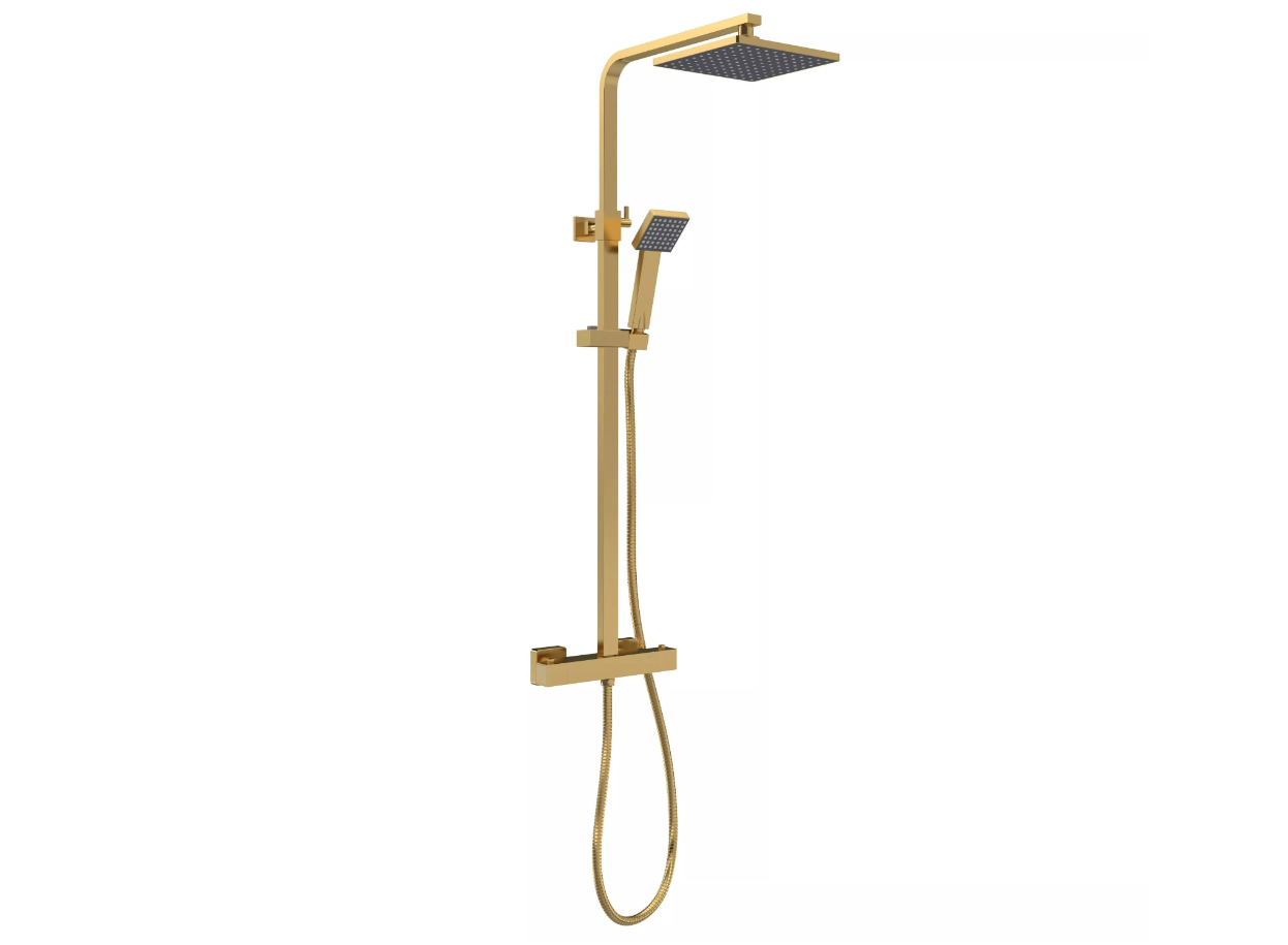 Nuie Lux Square Thermostatic Bar Valve & Kit – Brushed Brass