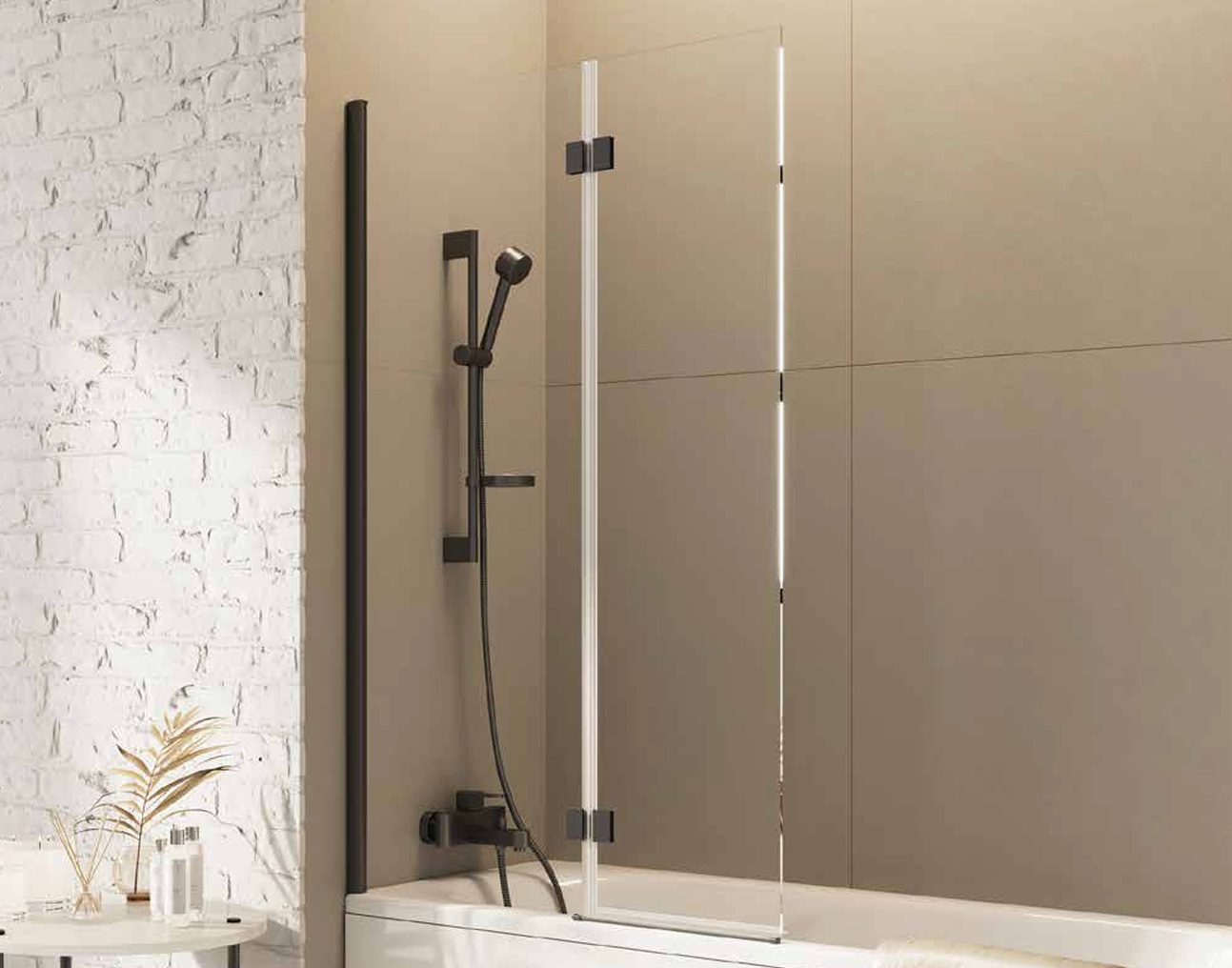 Dawn Thalia 1500x900mm Inward Opening Bath Screen - Gunmetal - Get My Taps