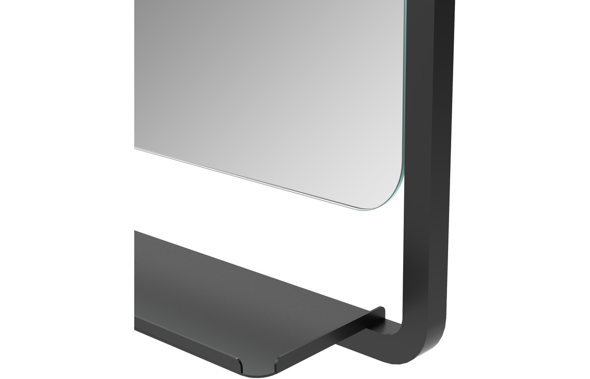 Soho 500mm Rectangle Mirror with Shelf – Matt Black