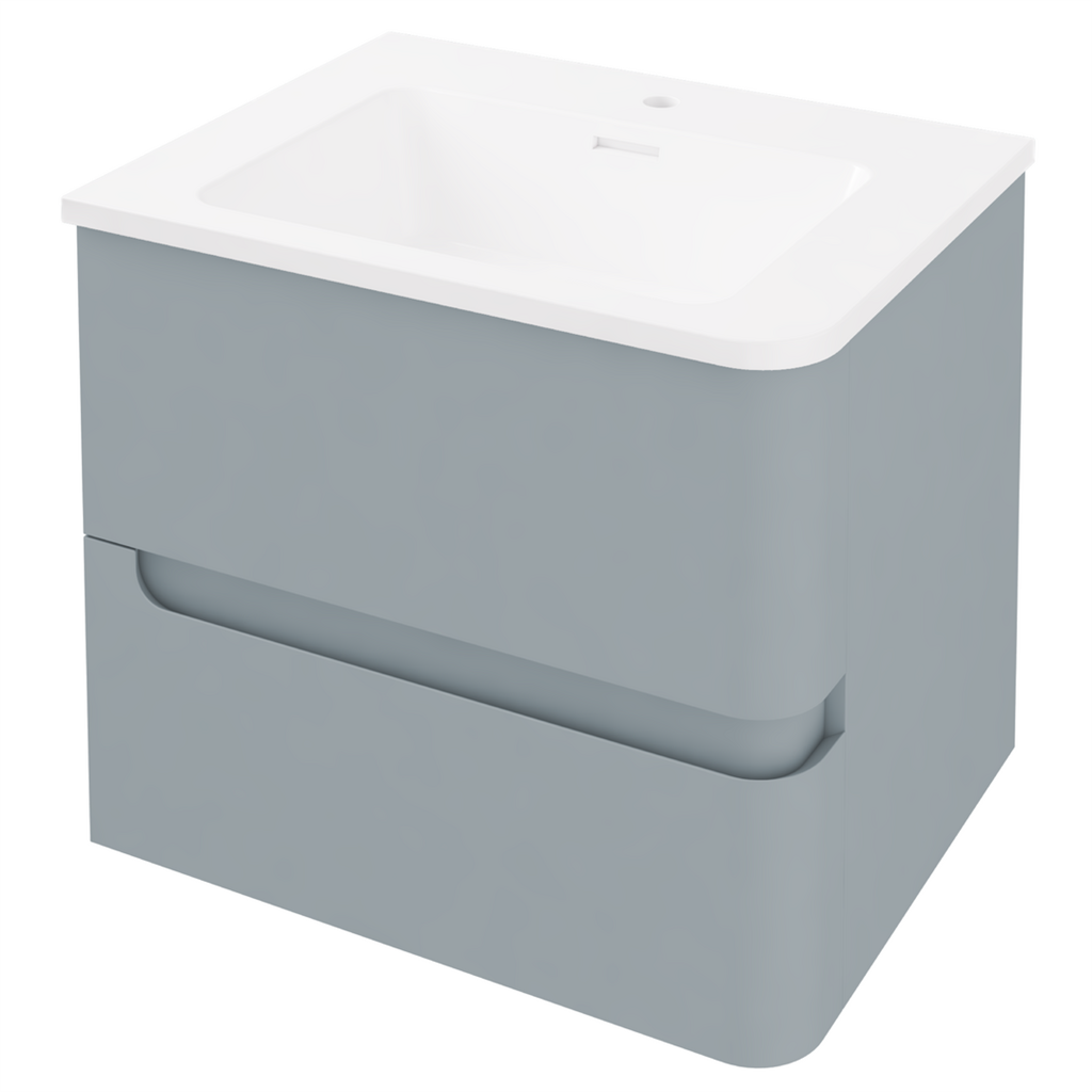 Eastbrook Arda 600mm 2 Drawer Wall Hung Unit & Basin, RH – Matt Grey