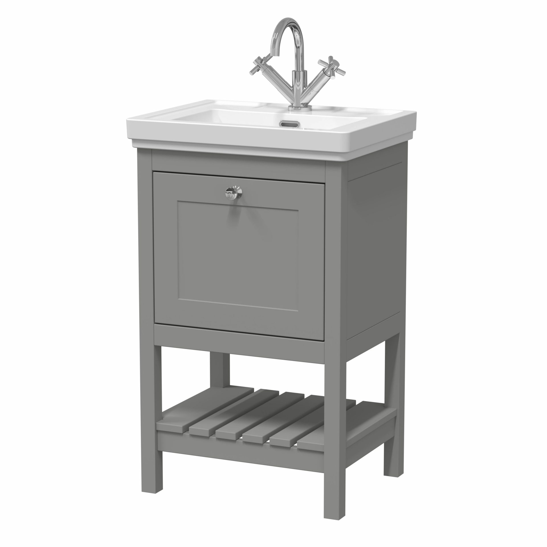 Old London Bexley 500mm 1 Drawer Floor Standing Vanity Unit & Basin – Cool Grey