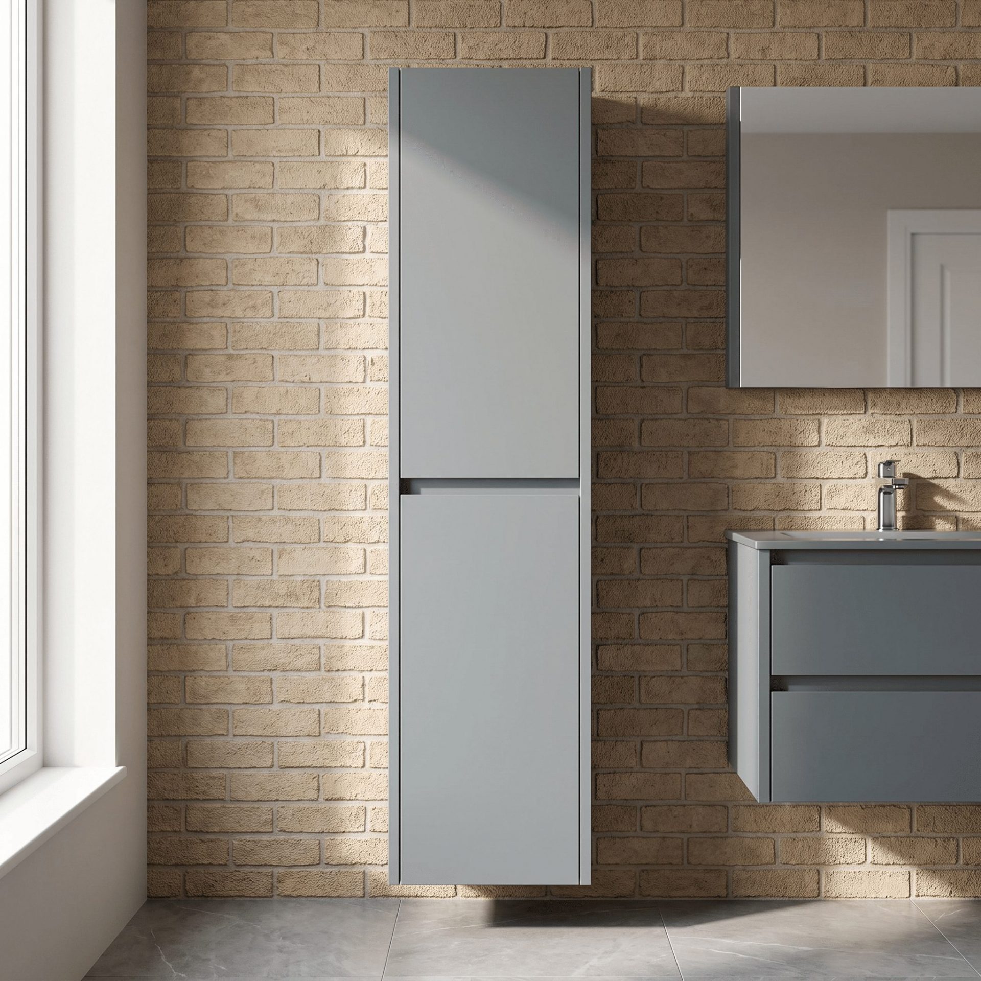 Nuie Havana 350mm Wall Hung Tall Cabinet – Coastal Grey