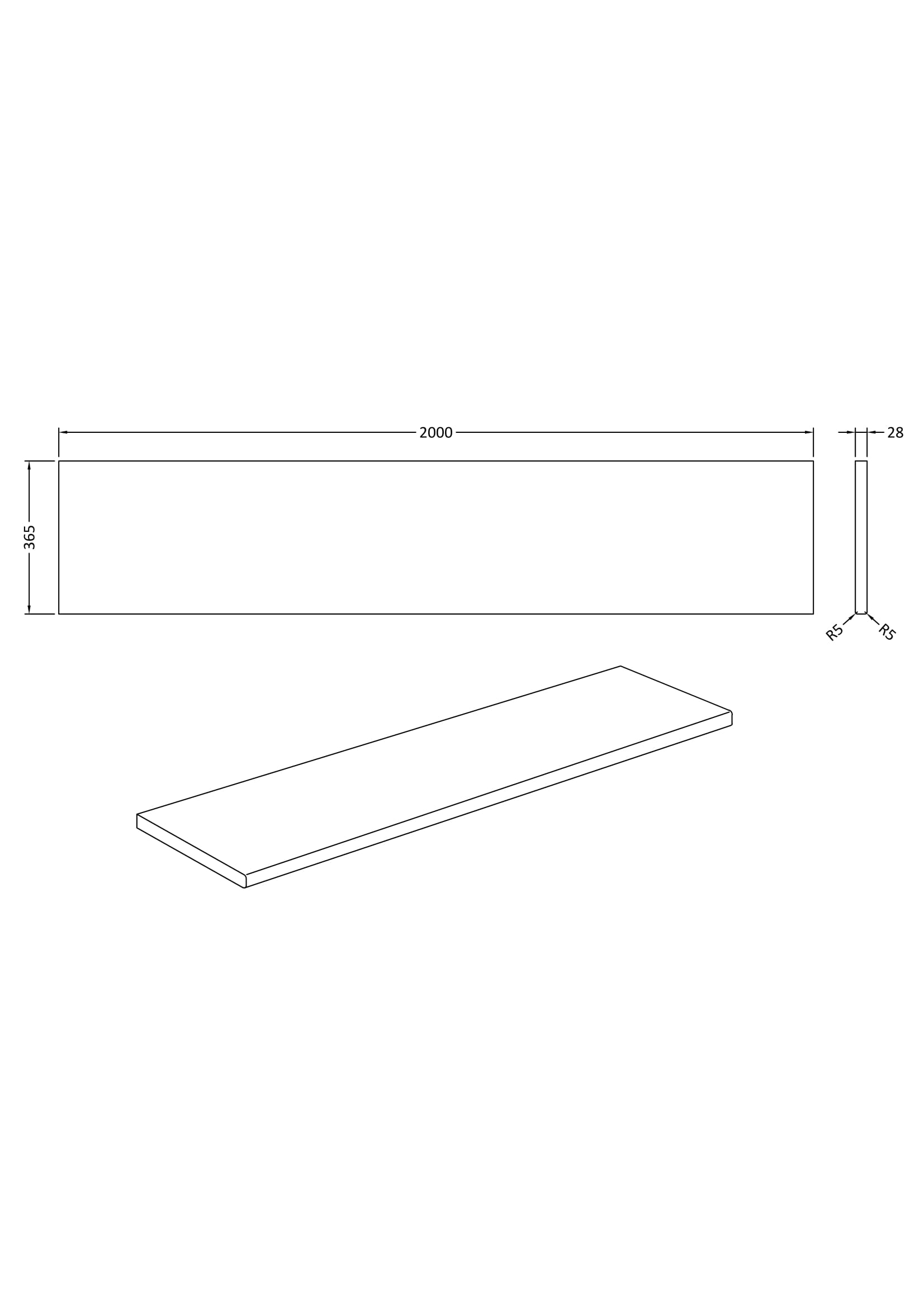 Hudson Reed Fusion 2000x365mm MFC Worktop – White Gloss