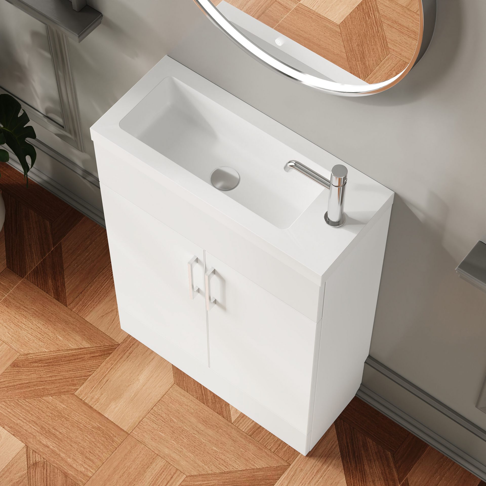 Nuie Lux Krest 600mm 2 Door Slim Floorstanding Unit – Matt White