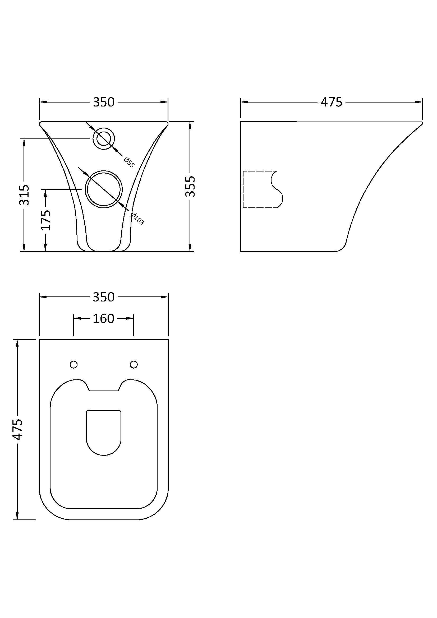 Nuie Lux Embleton Rimless Wall Hung Pan & Soft Close Seat