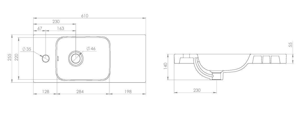 R2 Klein 600mm 2 Door Freestanding Vanity Unit & Basin – Gloss White
