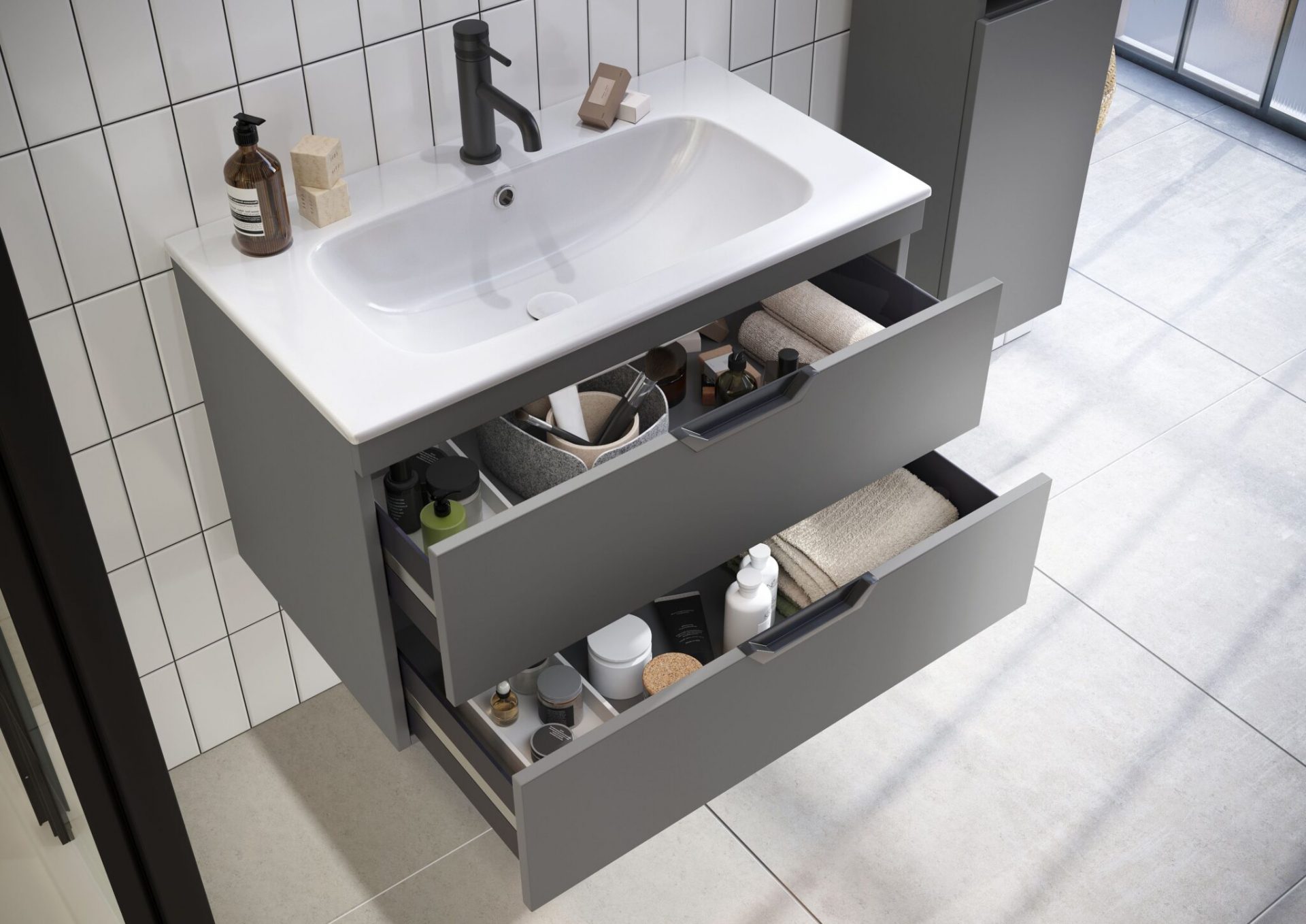 Scudo Aubrey 800mm Wall Hung Vanity Unit & Basin – Davos Oak
