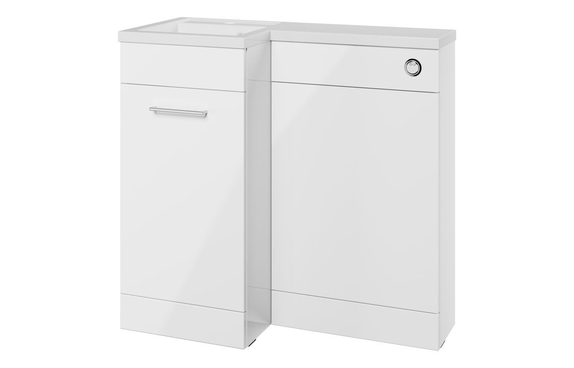 MyBathrooms Accents 900mm Floorstanding L-Shape Pack & Basin – White Gloss