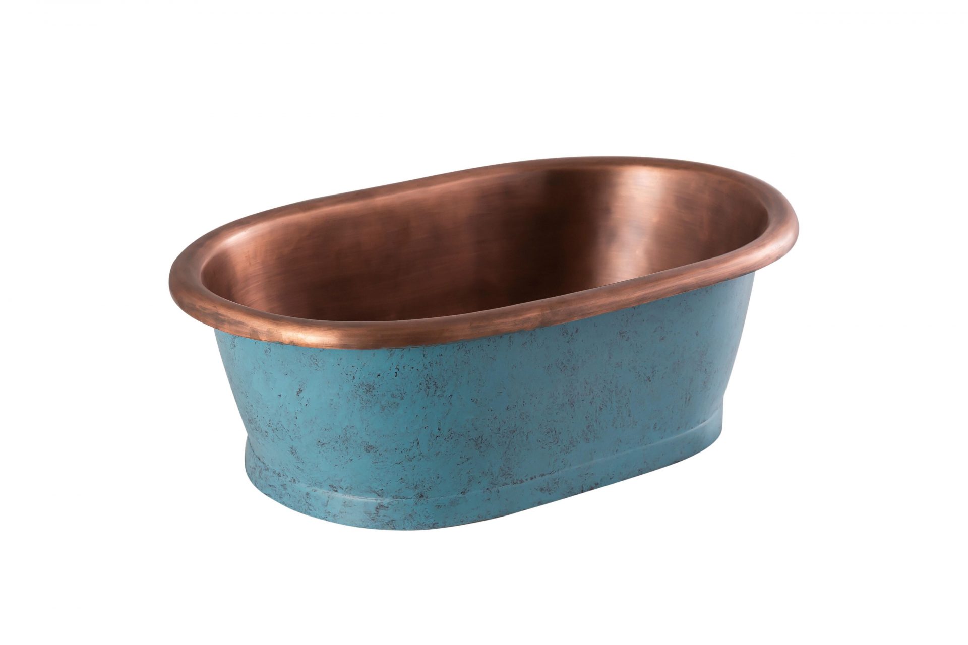 BC Designs Copper Basins Oval Countertop Basin with Copper Inner, Patinata Outer