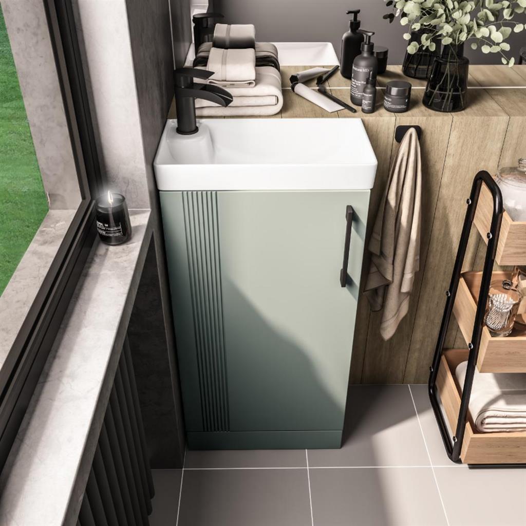 Eastbrook Cranham 400mm Cloakroom Unit & Basin – Sage Green