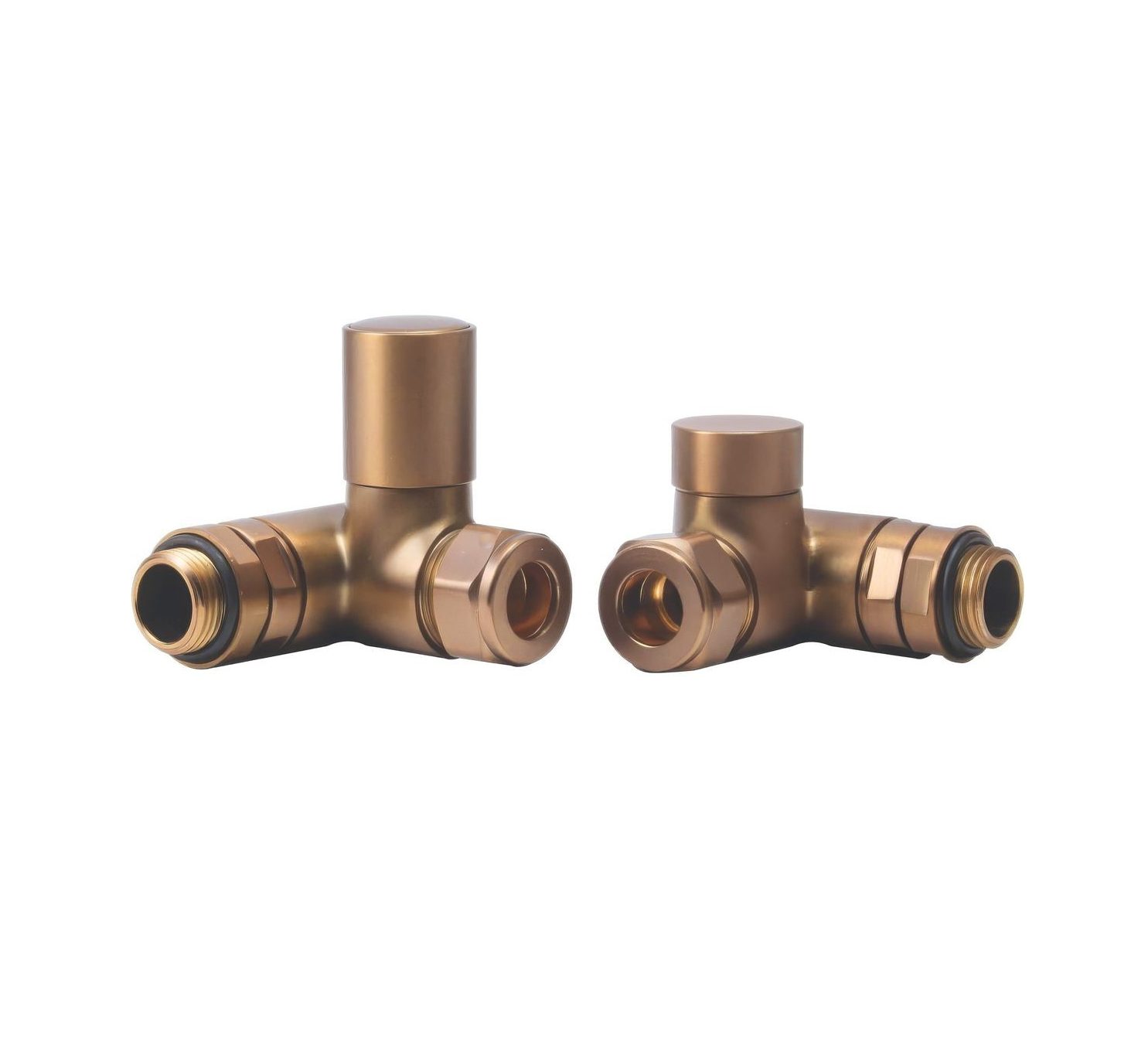 MyBathrooms Pattern Radiator Valves, Corner – Brushed Bronze